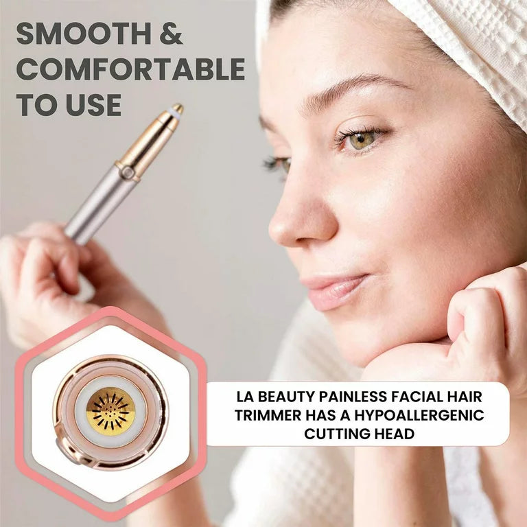 Rechargeable Facial Hair Removal for Women, Painless Hair Remover Shaver, Epilator for Women Portable Painless Eyebrow & Nose Hair Remover Razor with LED Light
